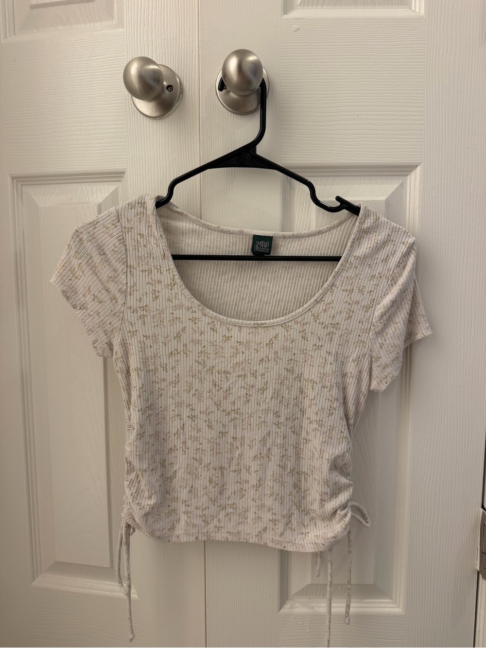 Wild Fable Cream Floral Ribbed Scoop Neck Top